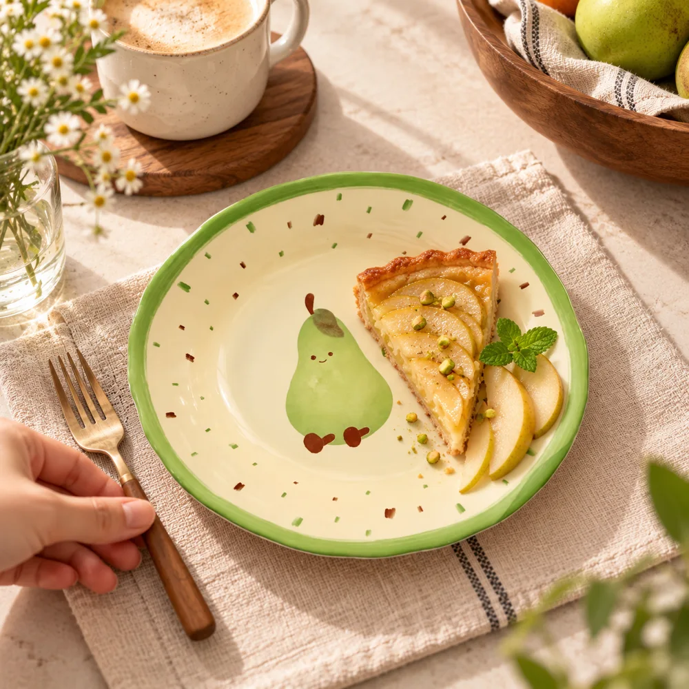 Pear Ceramic Side Plate (8 Inch) in use