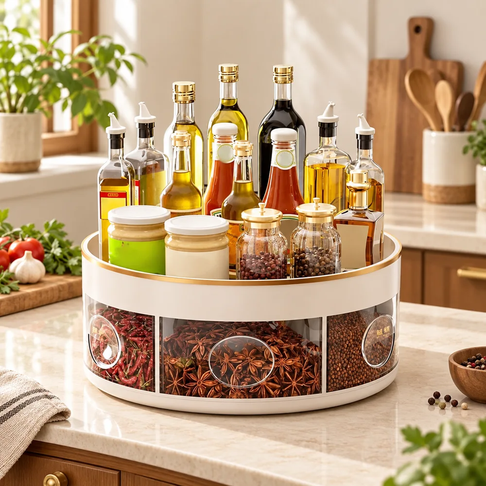 Rotating Seasoning Storage Rack (White)