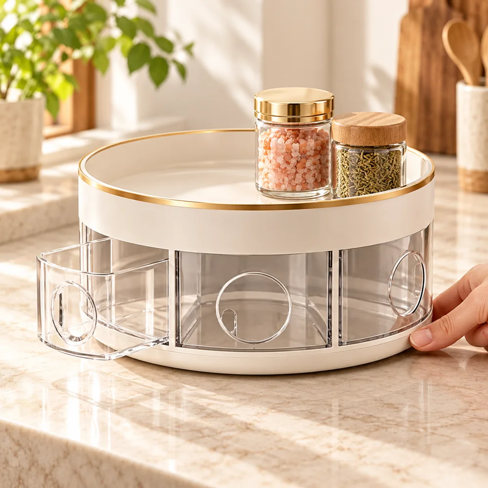 Rotating Seasoning Storage Rack (White) — Ready for your space