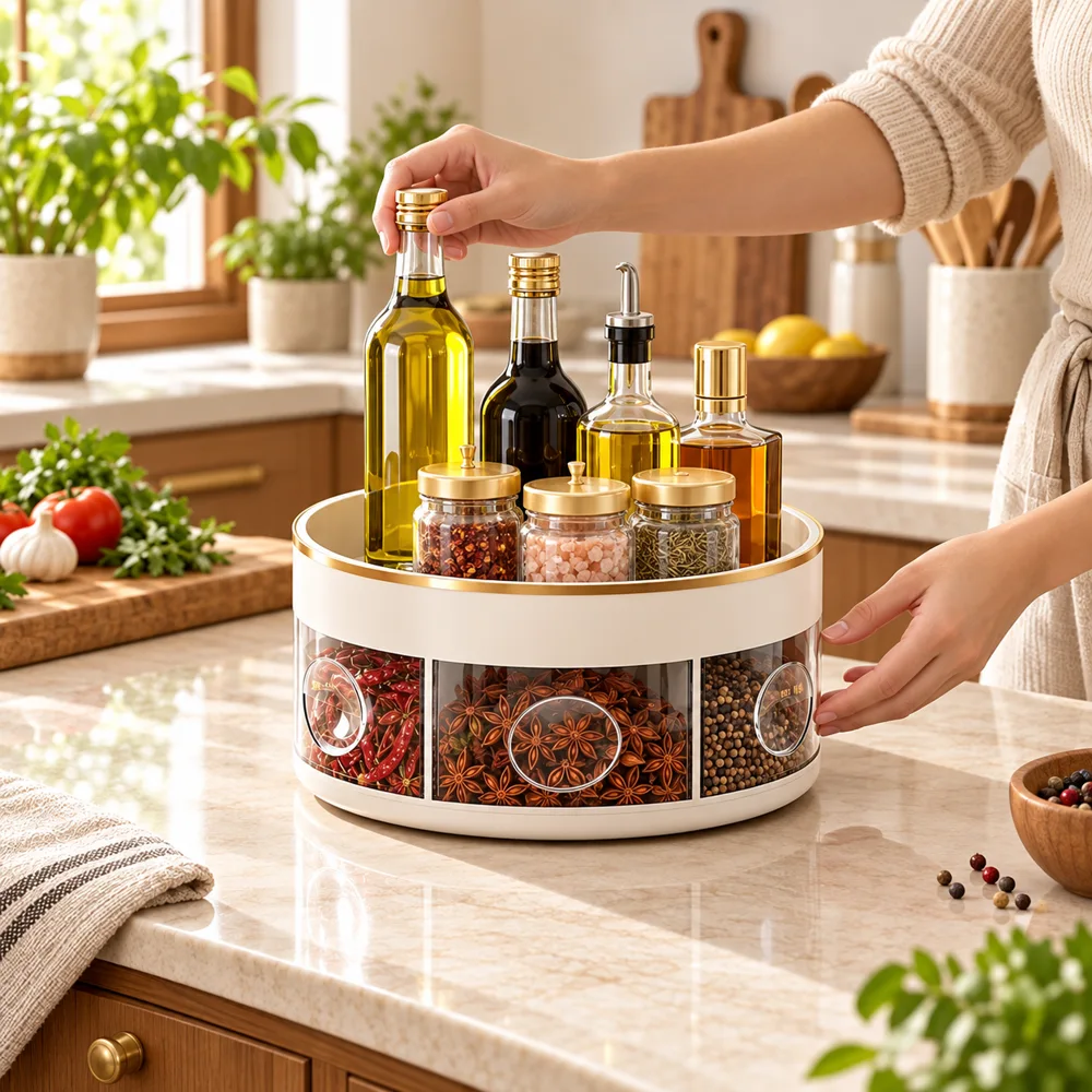 Rotating Seasoning Storage Rack (White) detail