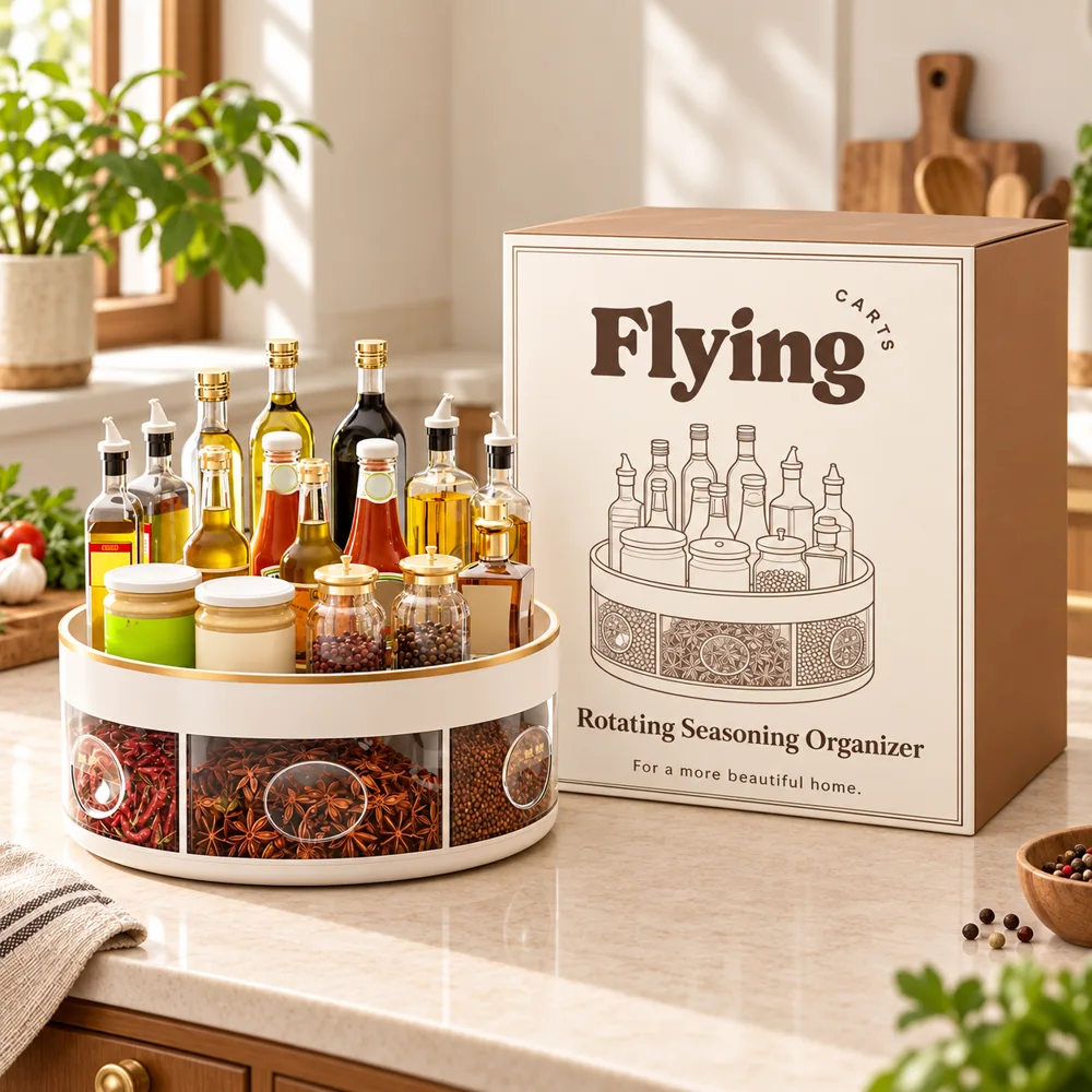 Rotating Seasoning Storage Rack (White) styled view