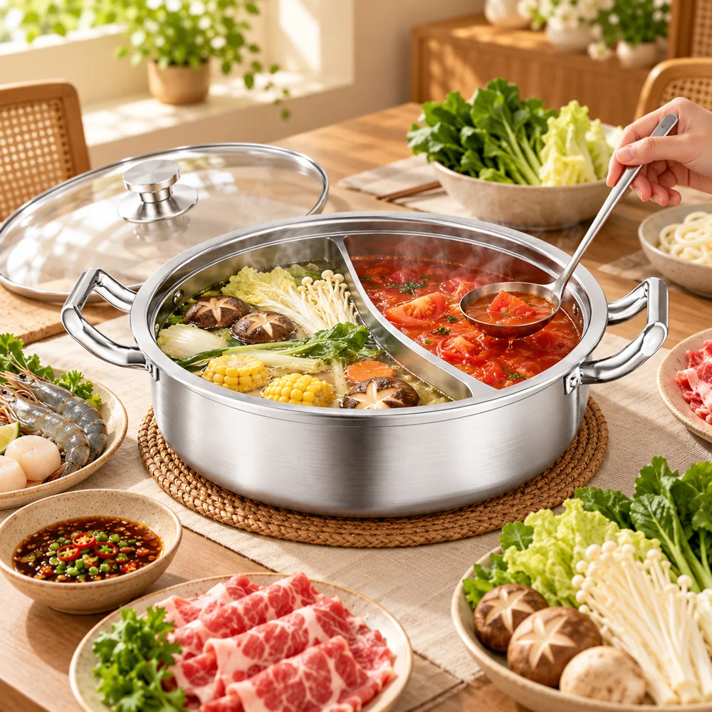 Lidded Divided Steel Hot Pot (32 cm & Lid) — Form and function