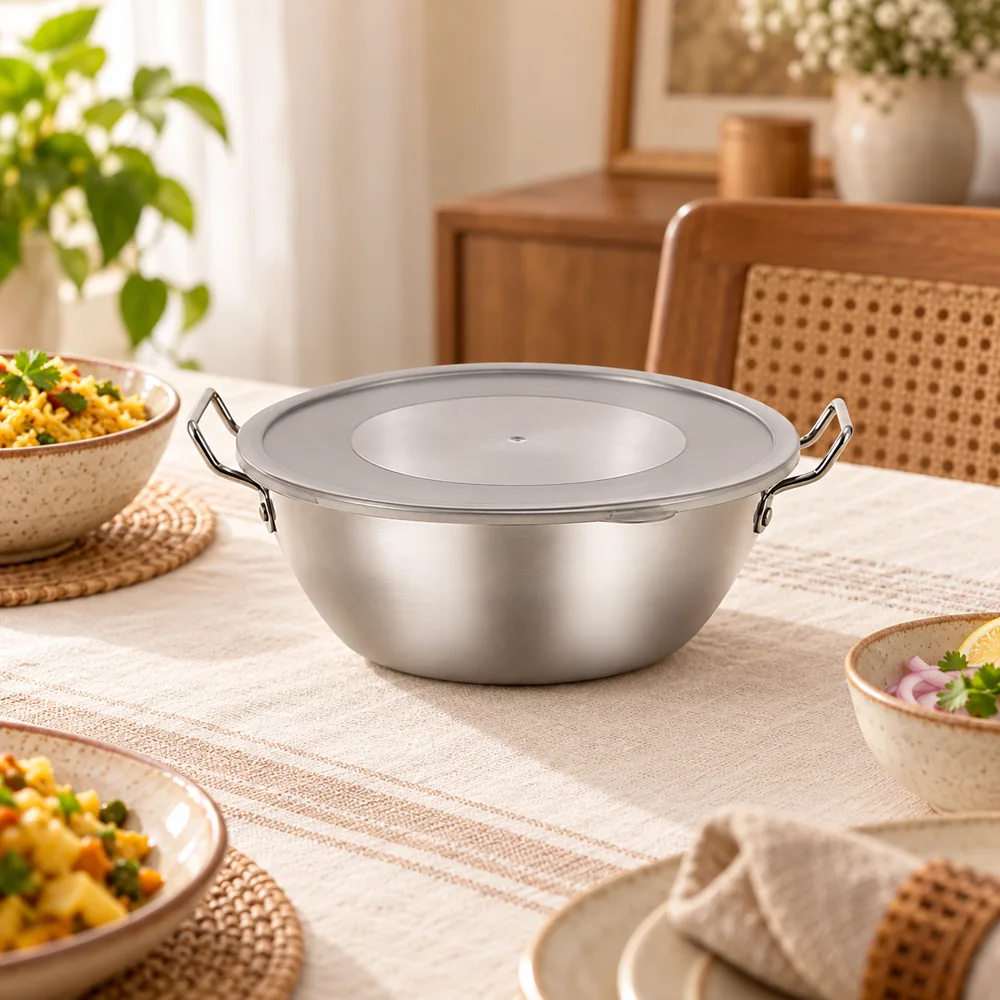 Silver Handled Snack Bowl with Lid (17 cm & Lid)