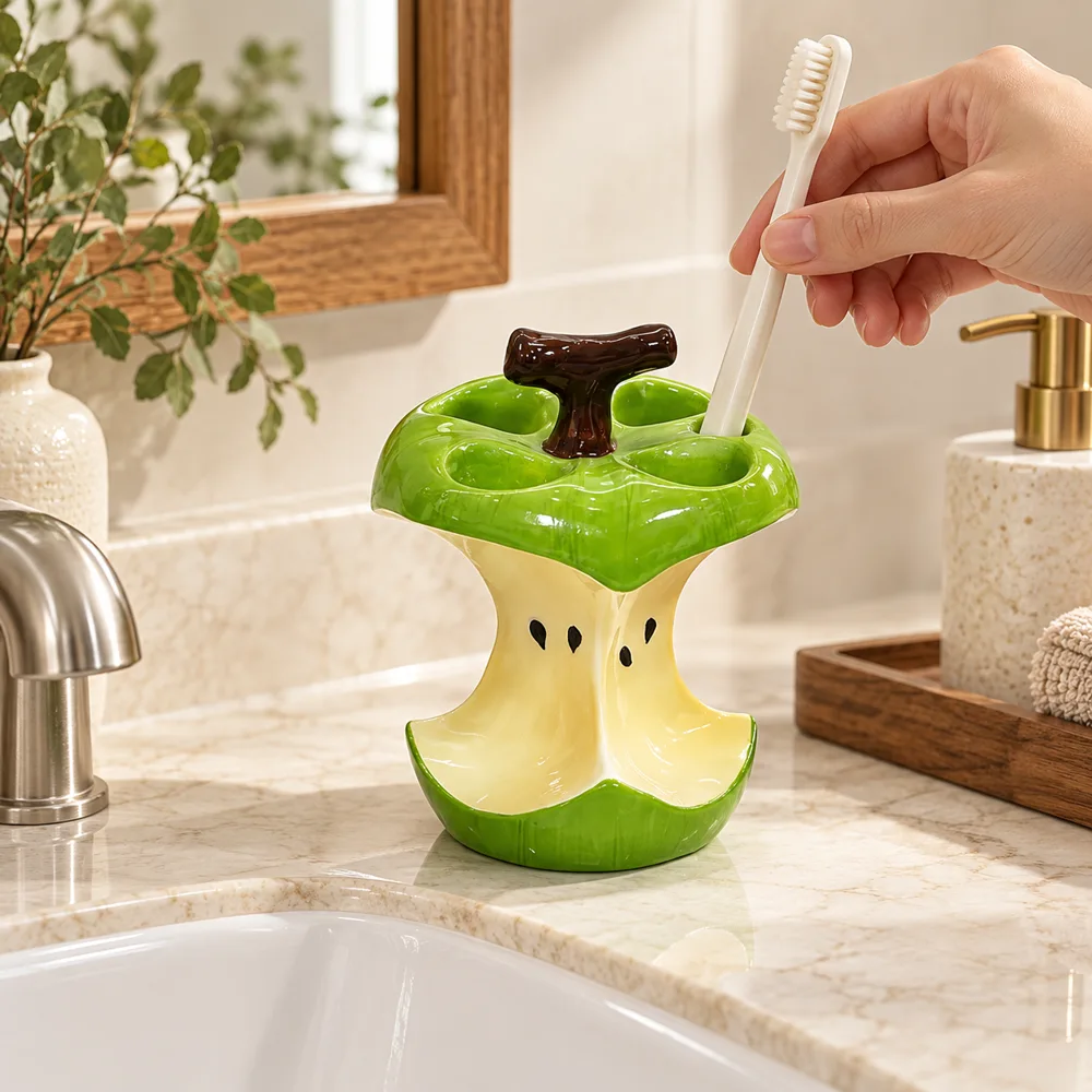 Apple Core Toothbrush Holder Manual Brushes (4 Slots) — Everyday setup