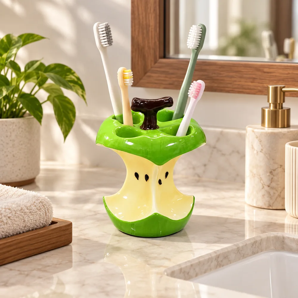 Apple Core Toothbrush Holder Manual Brushes (4 Slots) — Form and function