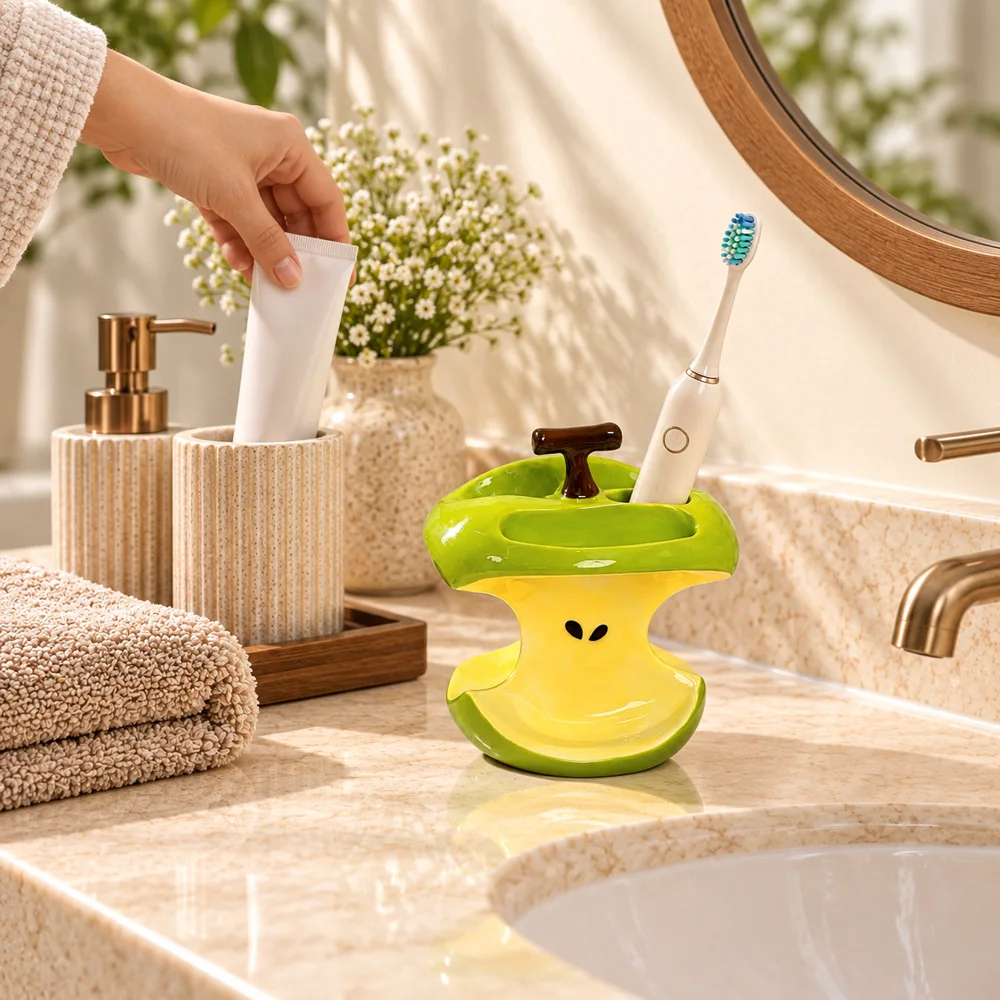 Apple Core Toothbrush Holder Electric Brushes (3 Slots) detail