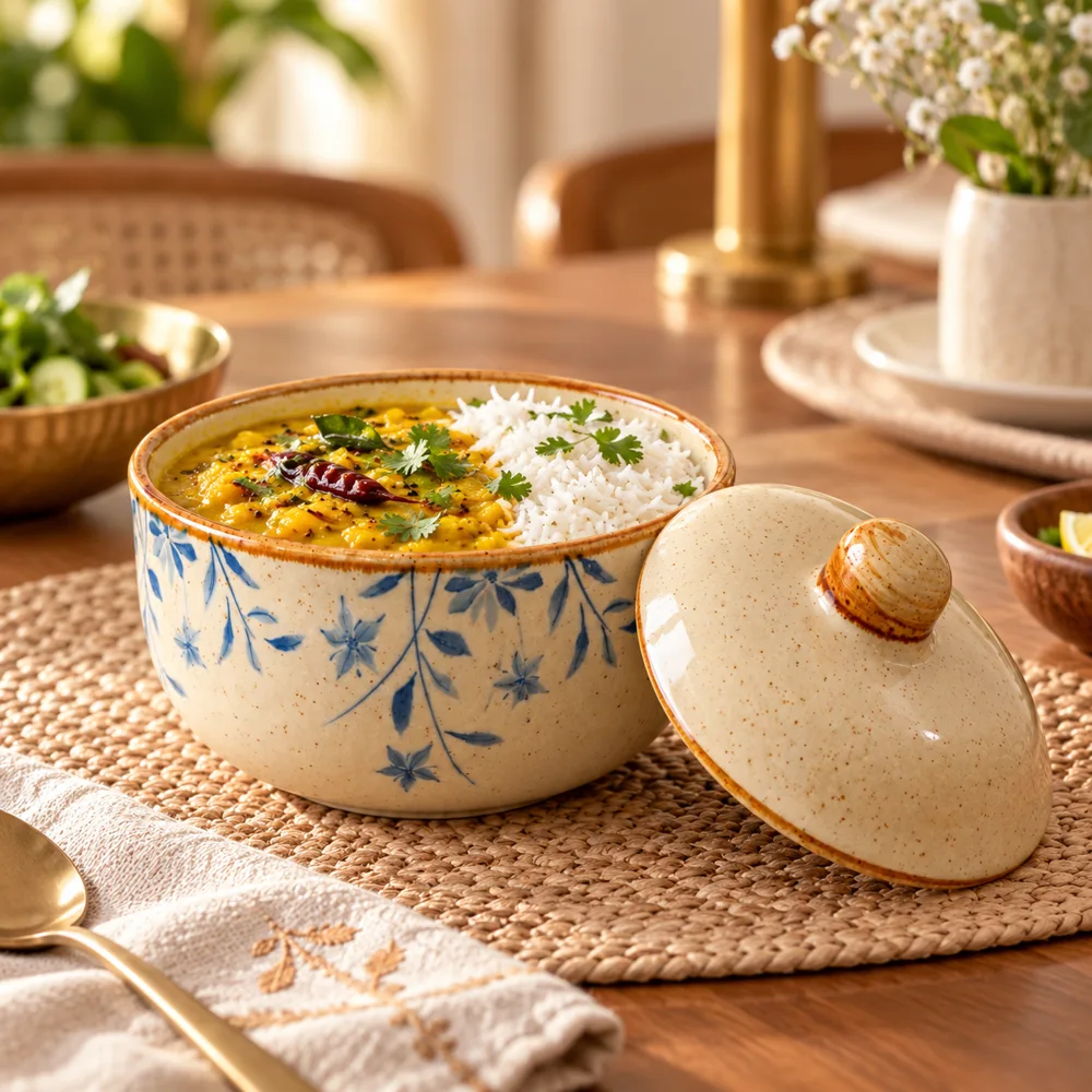Qingshu Botanical Lidded Ceramic Bowl (400 ml) — Form and function