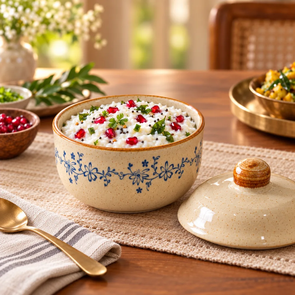 Qingman Vine Lidded Ceramic Bowl (400 ml) — Form and function