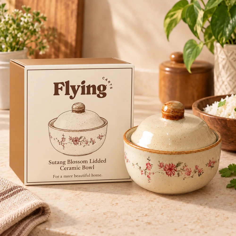 Sutang Blossom Lidded Ceramic Bowl (400 ml) styled view