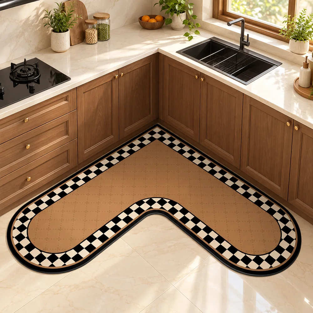 Heritage L Mat Camel Border (90 × 90 × 45 cm)