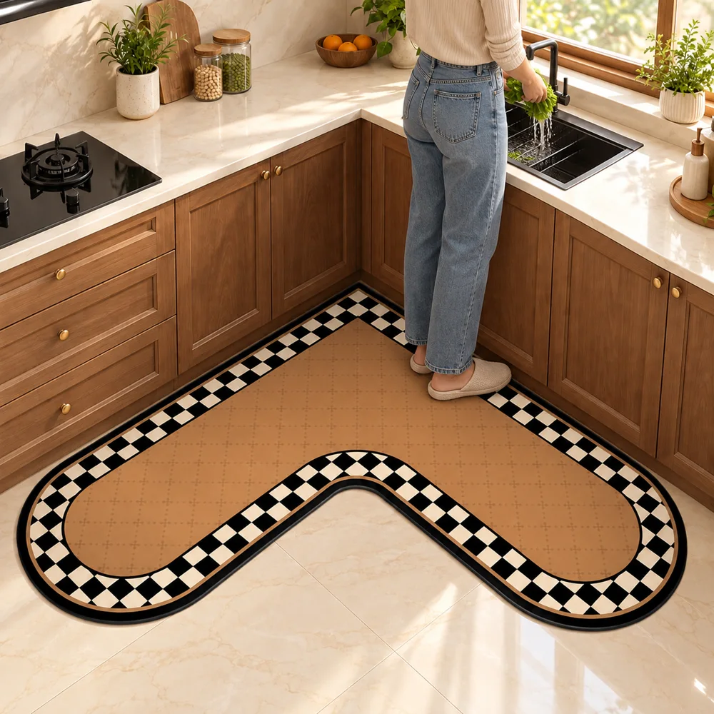 Heritage L Mat Camel Border (90 × 90 × 45 cm) in use