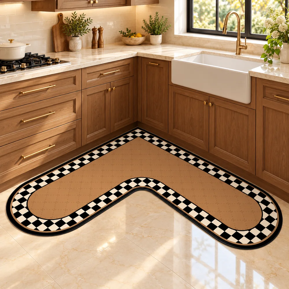 Heritage L Mat Camel Border (90 × 90 × 45 cm) — Form and function