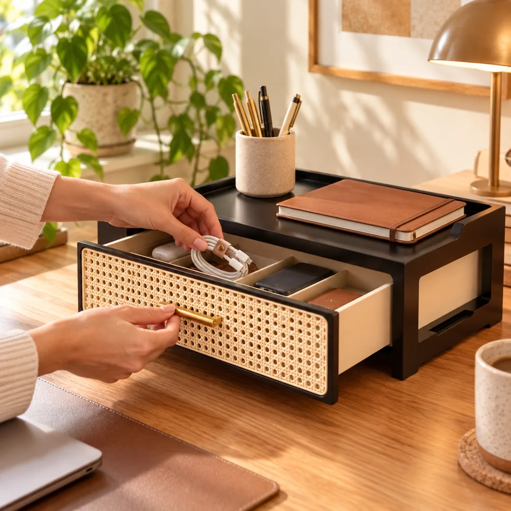 Woven Drawer Organiser Single Wide Drawer close view