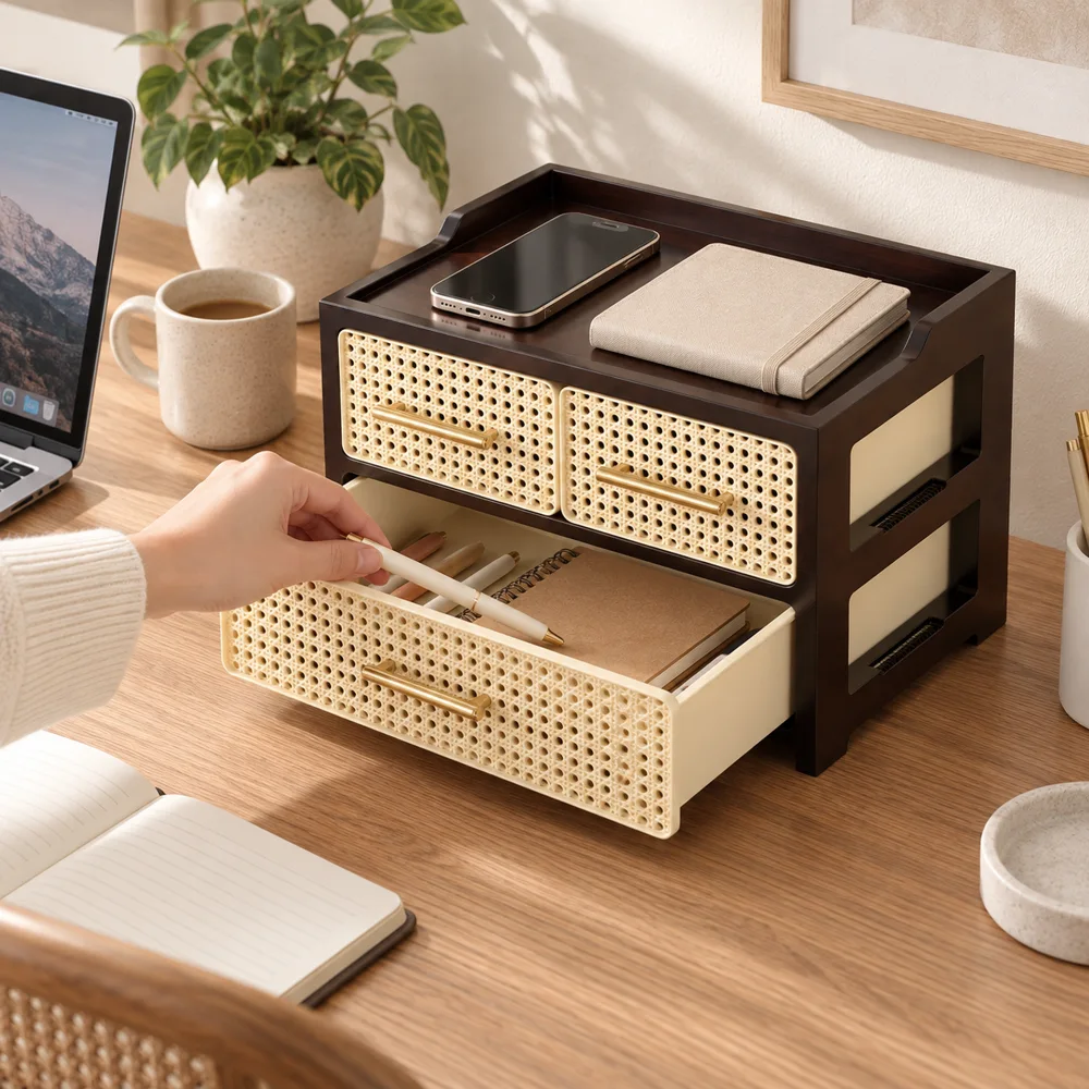 Woven Drawer Organiser Twin Top Drawers in use