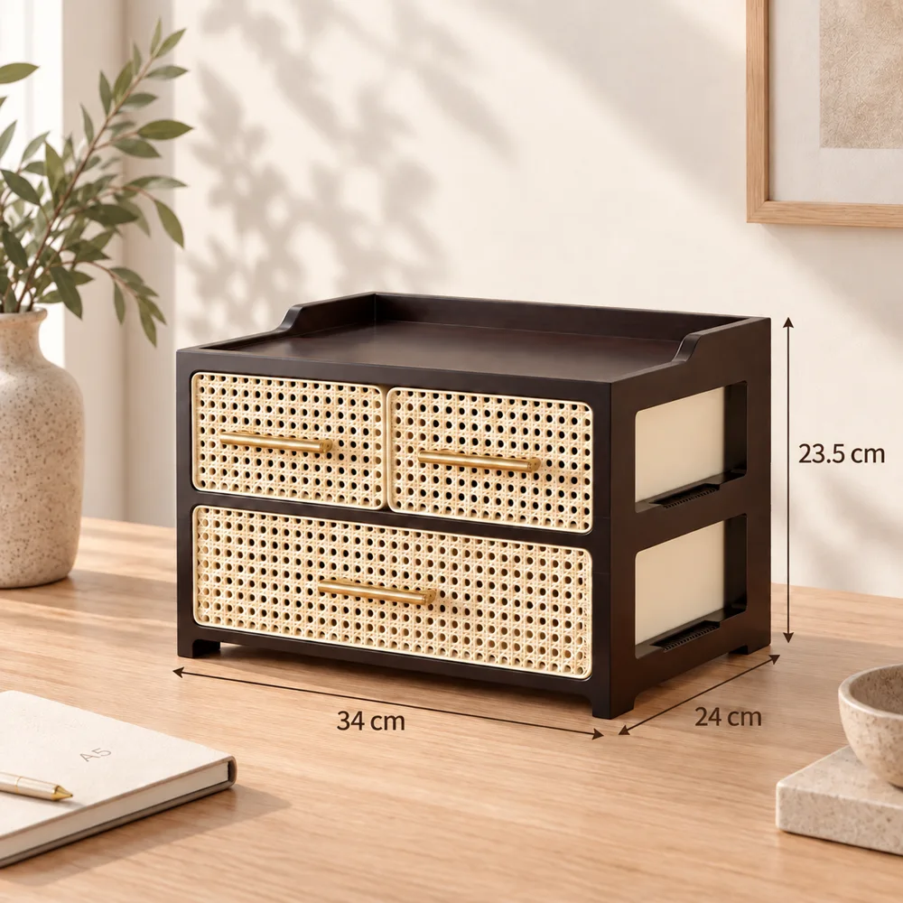 Woven Drawer Organiser Twin Top Drawers styled view