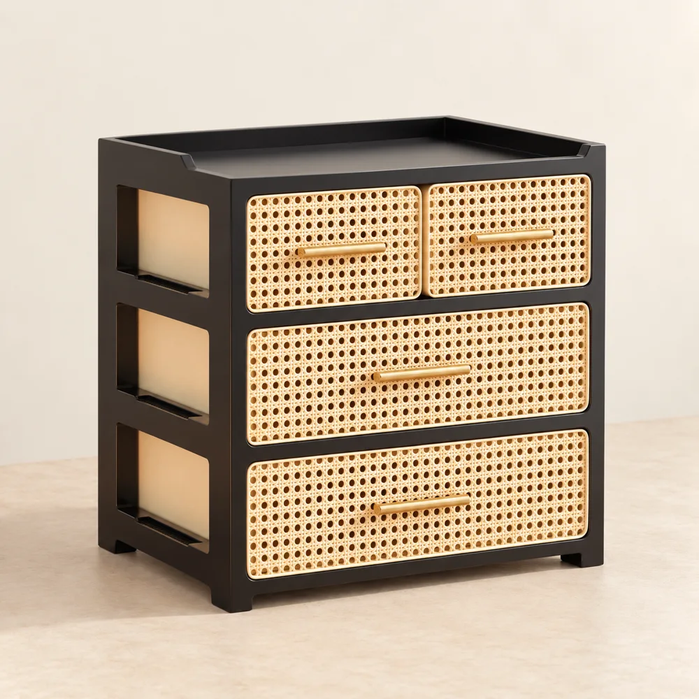 Woven Drawer Organiser Three-Tier Mixed Drawers styled view