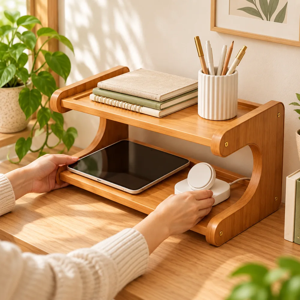 Vintage Desktop Shelf Open (30 cm) — Everyday setup