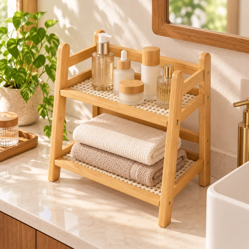 A frame Woven Desktop Shelf — Form and function