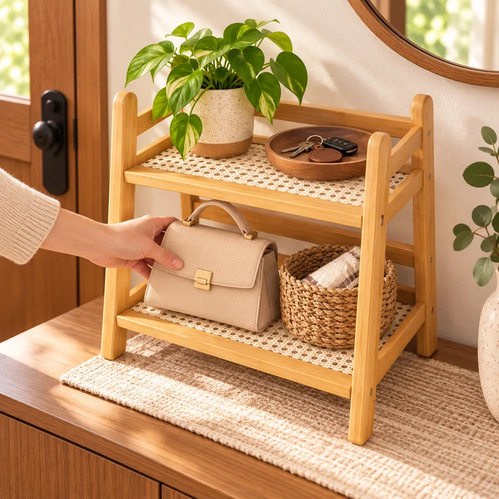 A frame Woven Desktop Shelf close view