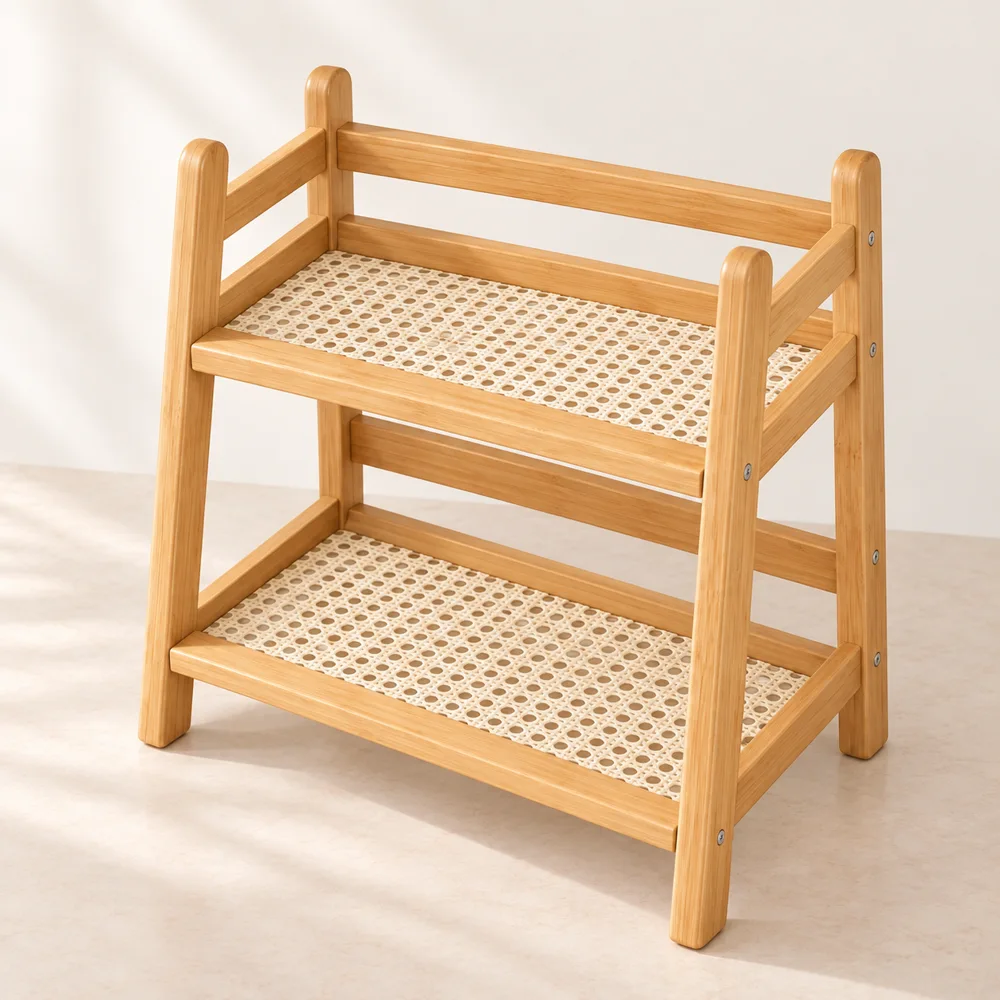 A frame Woven Desktop Shelf styled view
