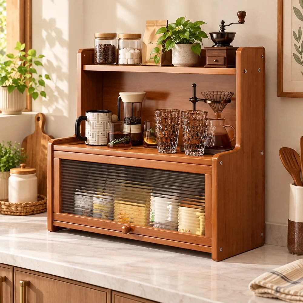 L corner Flip door Cup Cabinet