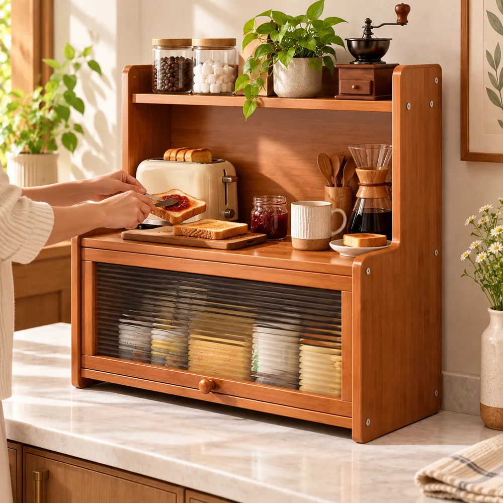 L corner Flip door Cup Cabinet close view