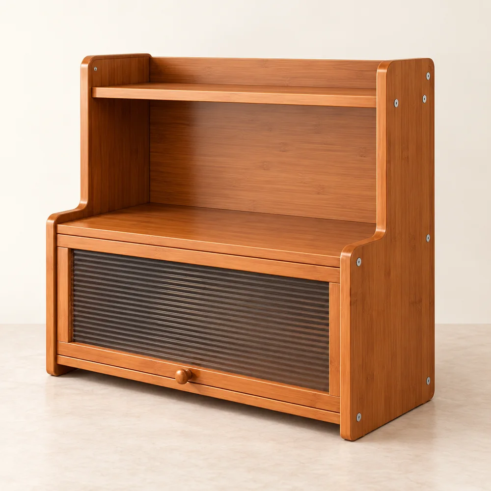 L corner Flip door Cup Cabinet styled view