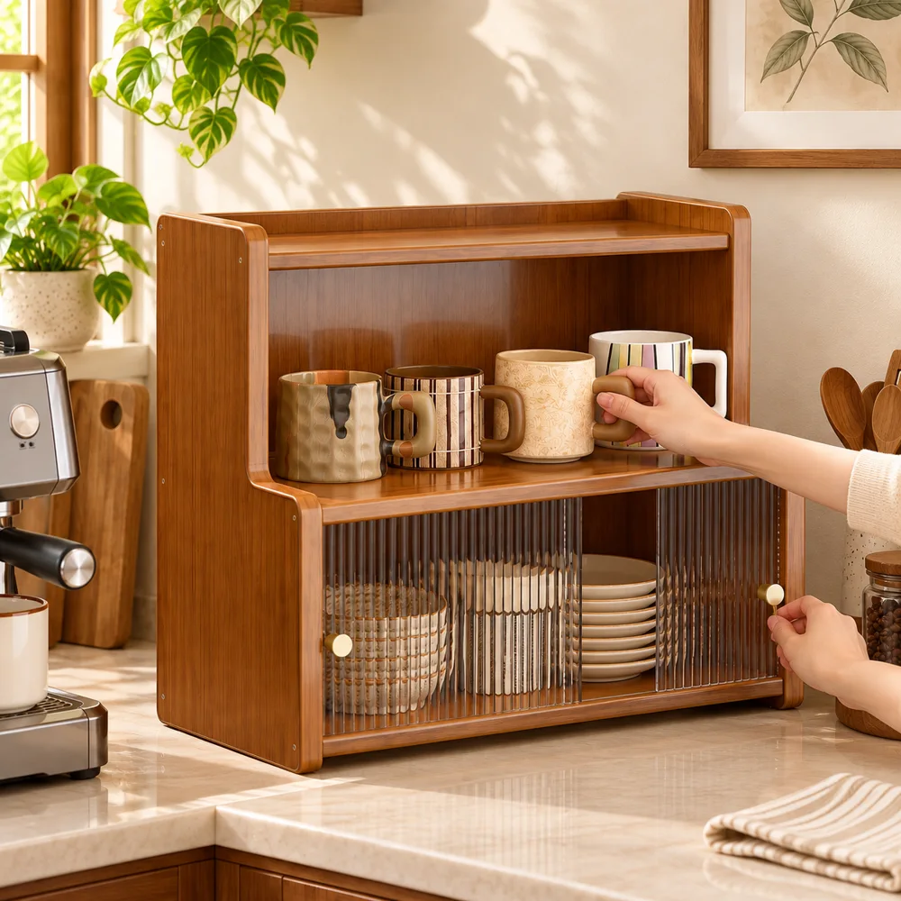 Sliding door Countertop Cabinet in use