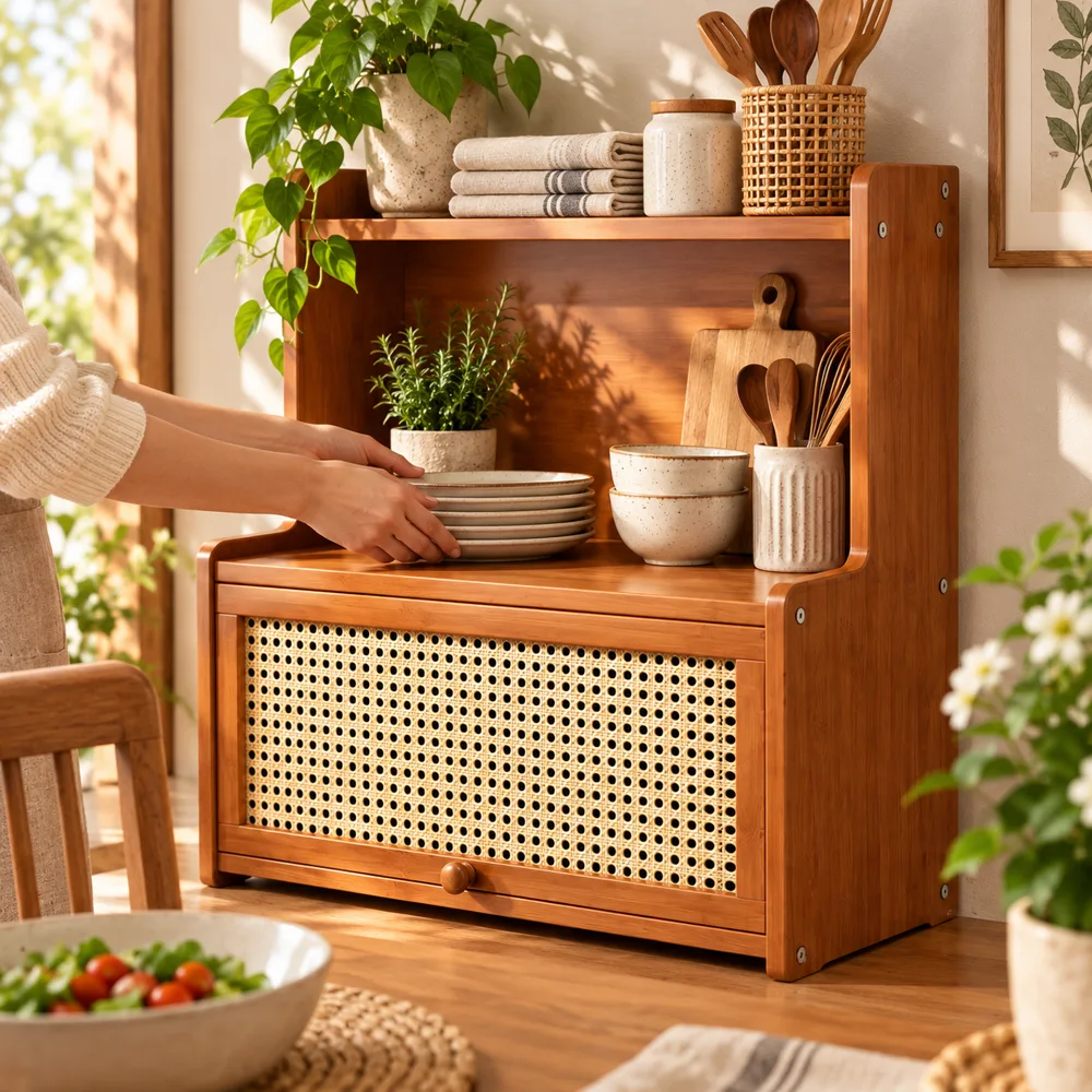 Woven door Corner Cup Cabinet (35 cm) detail