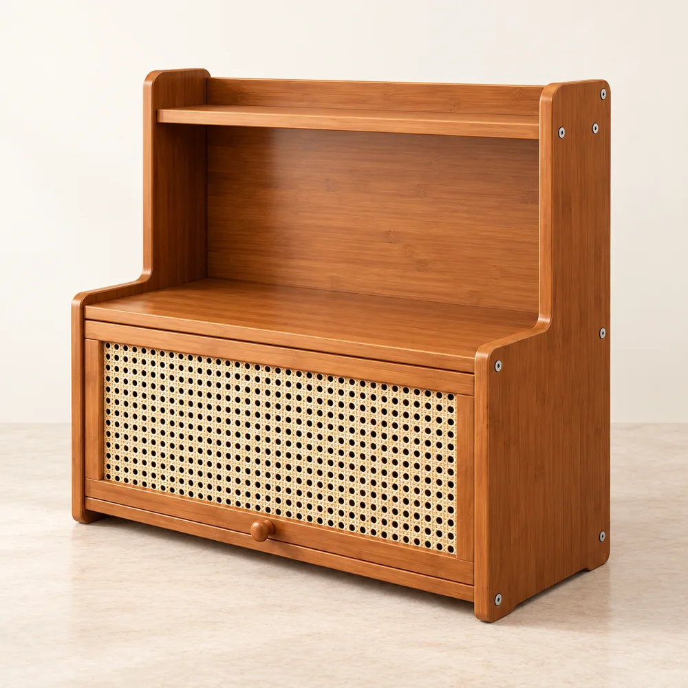 Woven door Corner Cup Cabinet (35 cm) styled view