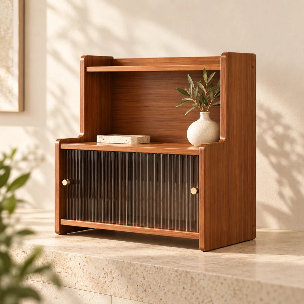 Vintage Sliding door Countertop Shelf (35 cm) styled view