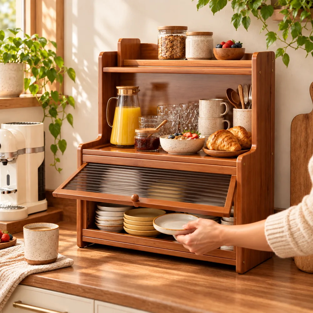Vintage Reeded Countertop Shelf (35 cm) — Everyday setup