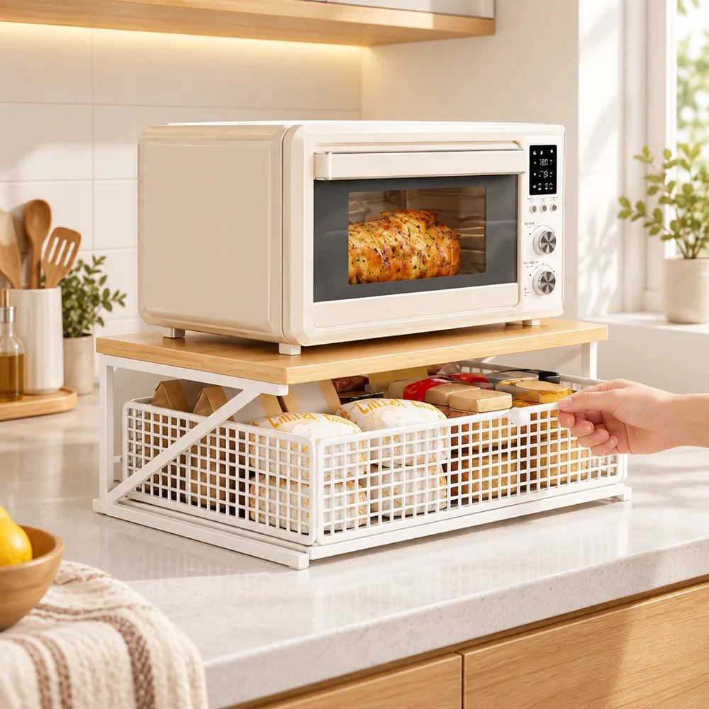 Pull-Out Appliance Rack Single Shelf in use