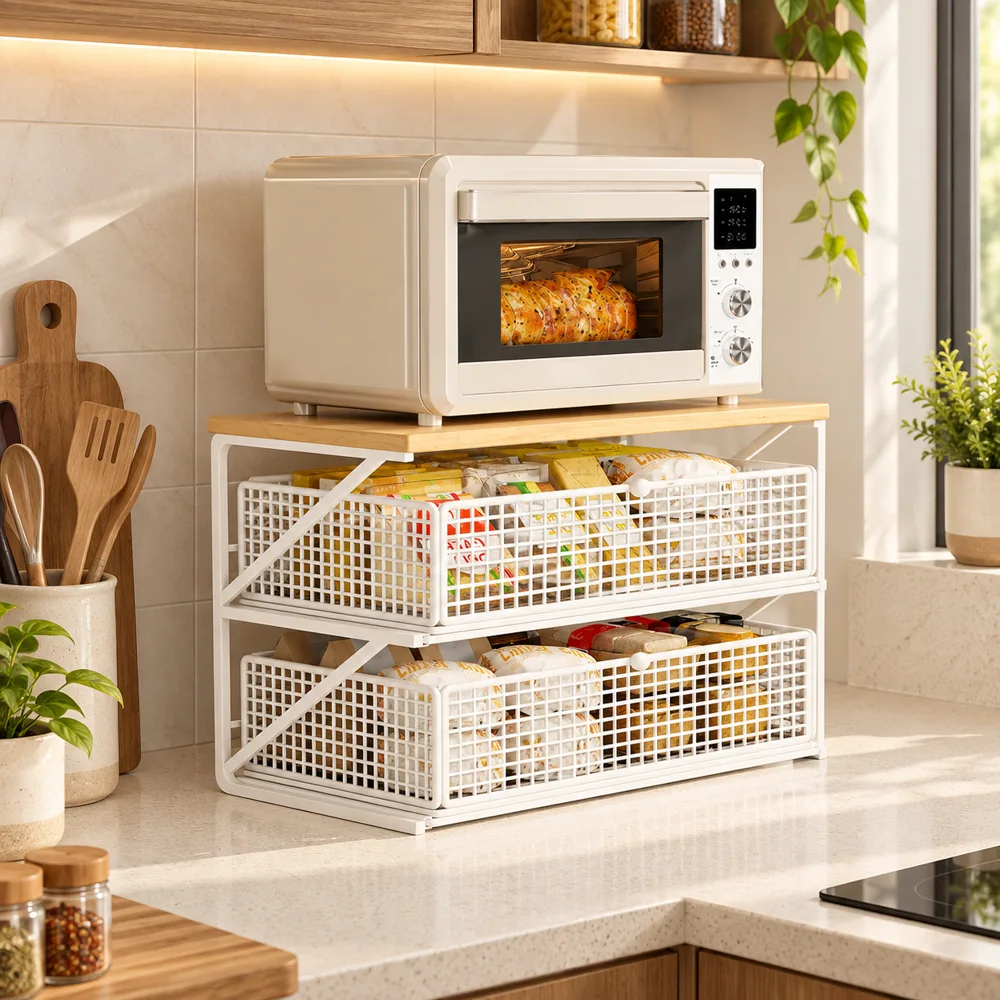 Pull-Out Appliance Rack Double Shelf