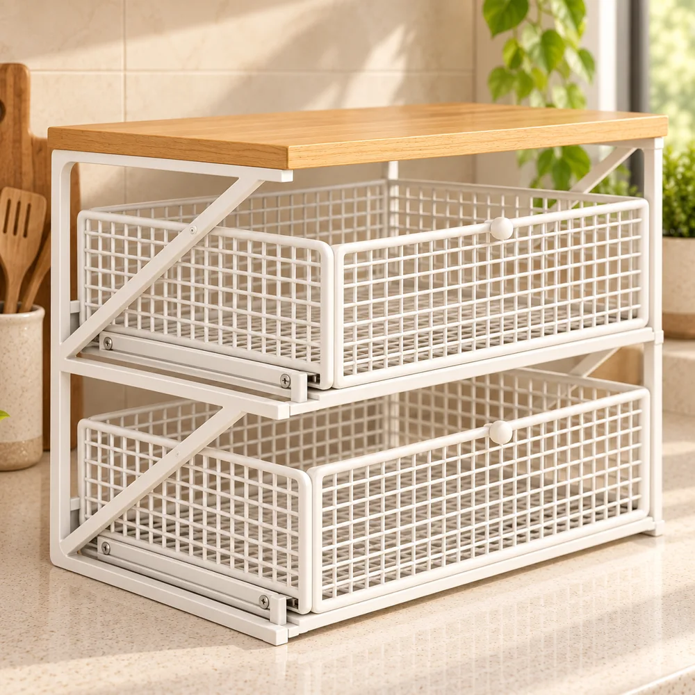 Pull-Out Appliance Rack Double Shelf — Ready for your space