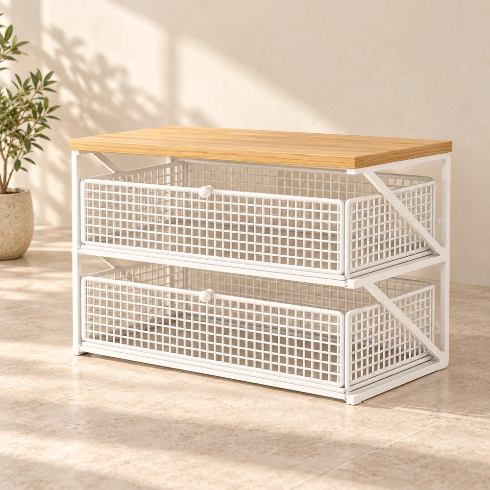 Pull-Out Appliance Rack Double Shelf styled view