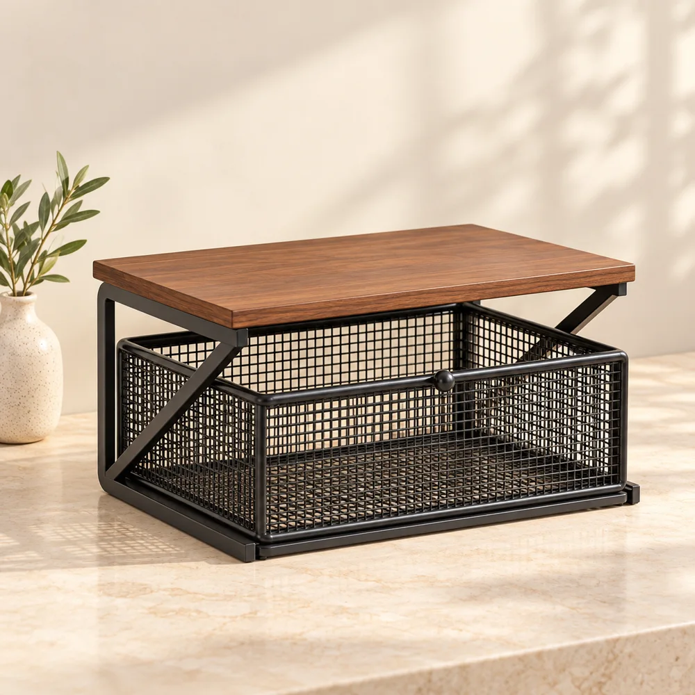 Coffee Station Drawer Stand Single Shelf styled view