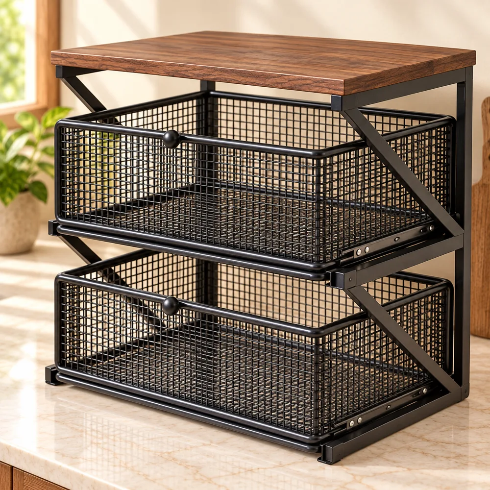Coffee Station Drawer Stand Double Shelf — Ready for your space