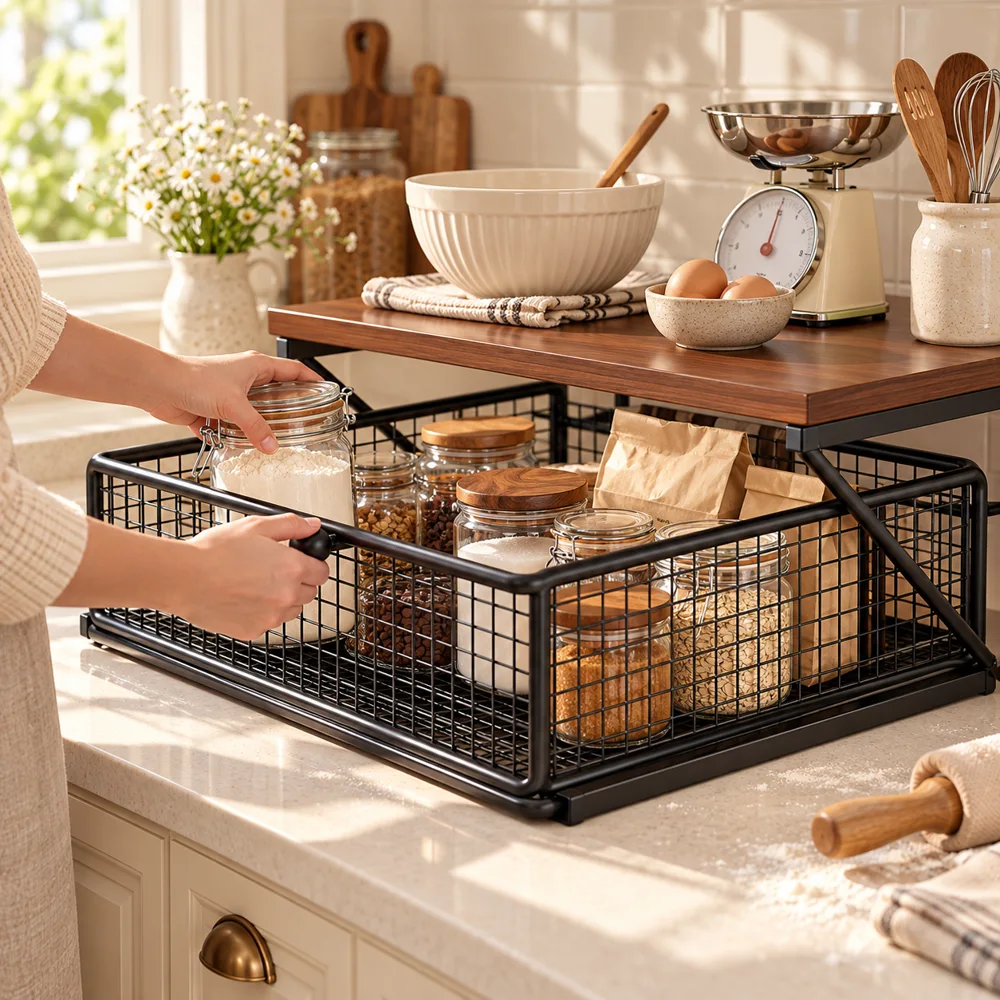 Vintage Coffee Stand Single Shelf in use