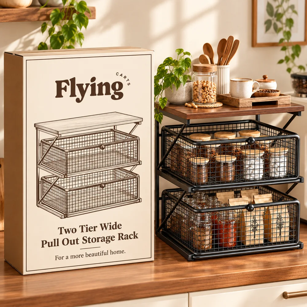 Vintage Coffee Stand Double Shelf styled view