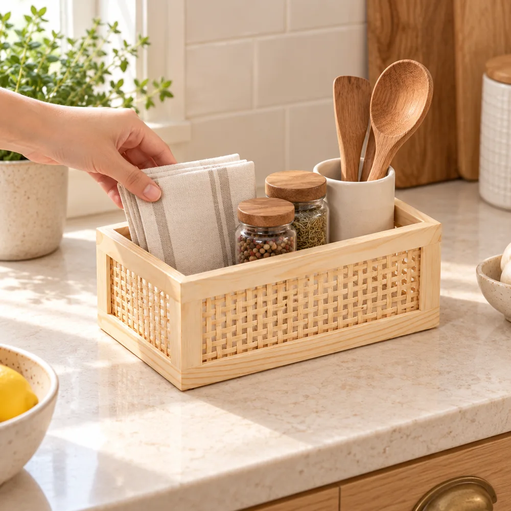 Natural Woven Mini Storage Tray detail