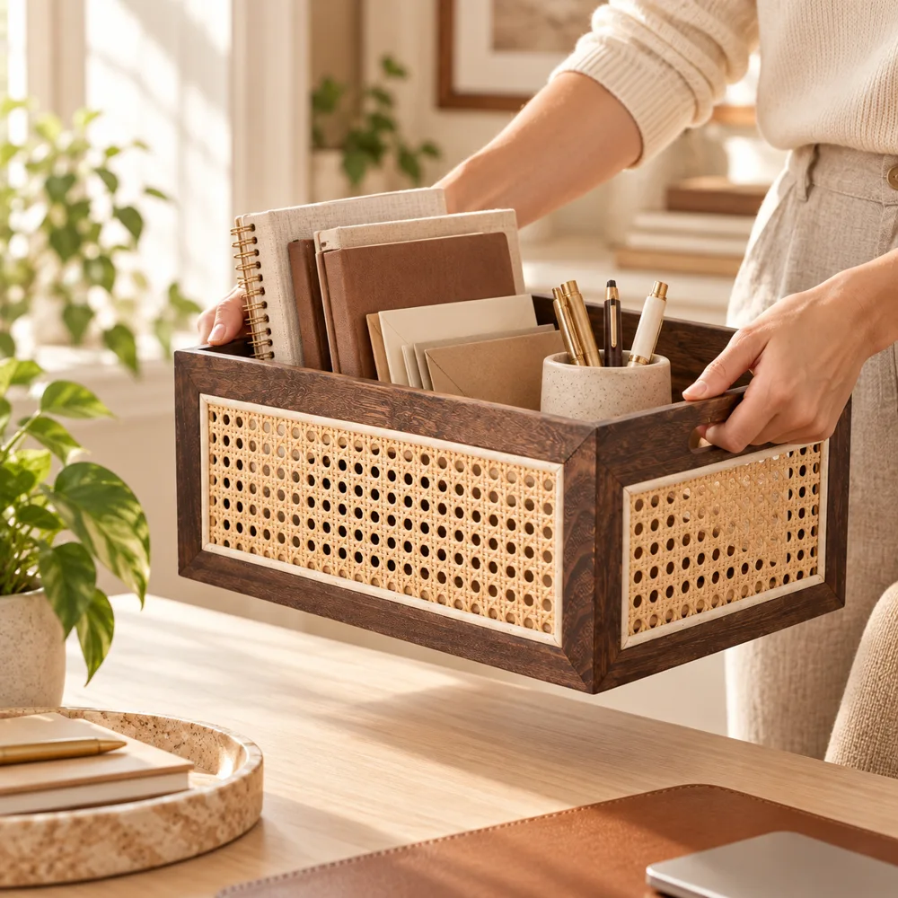 Toasted Woven Basket in use