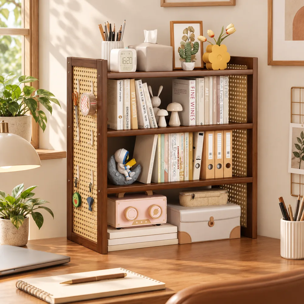 Vintage Pegboard Desktop Shelf (2 Tiers & 35 cm)