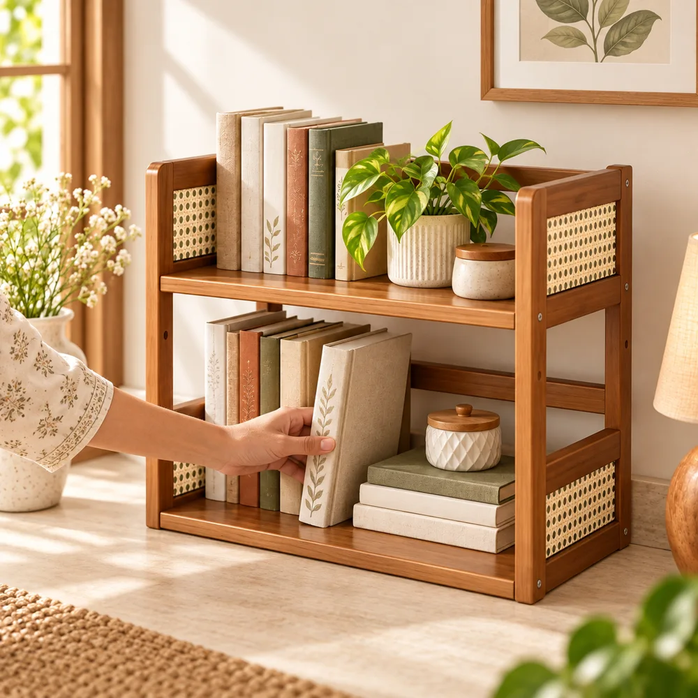 Vintage Open Book Organiser (2 Tiers & 40 cm) in use