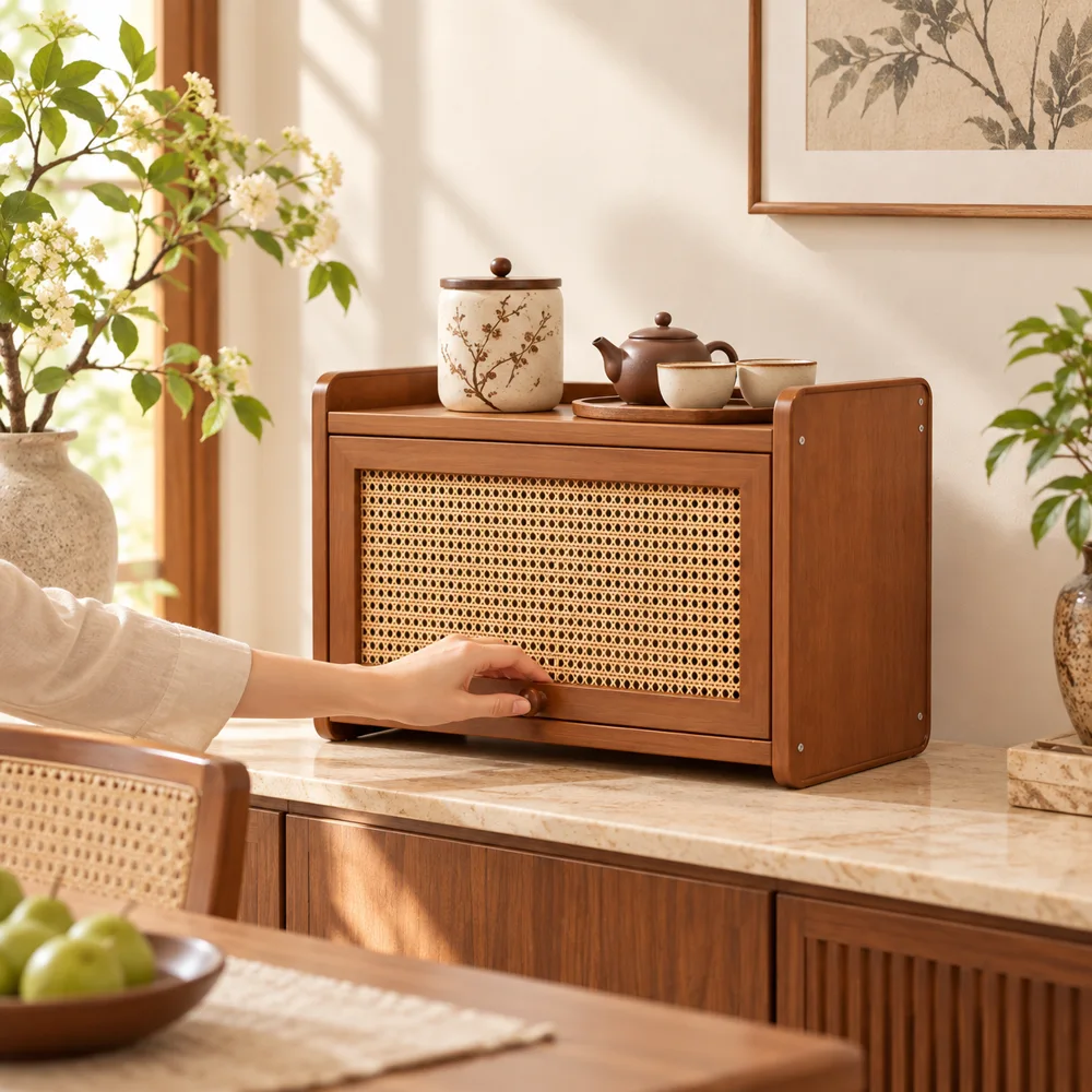 Tea room Woven door Cup Cabinet (2 Tiers & 30 cm) — Form and function