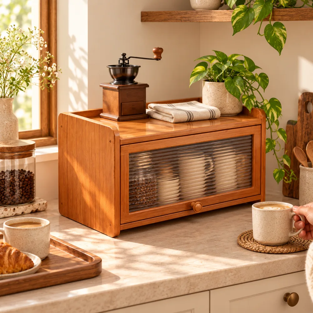 Tea room Reeded door Cup Cabinet (2 Tiers & 30 cm) — Form and function