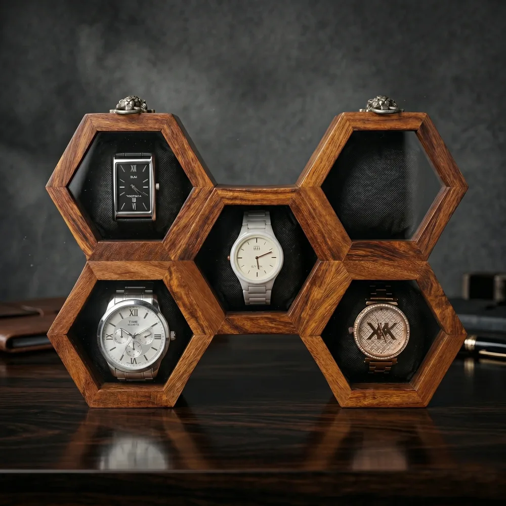 Wooden Hexagon Watch Box — Ready for your space