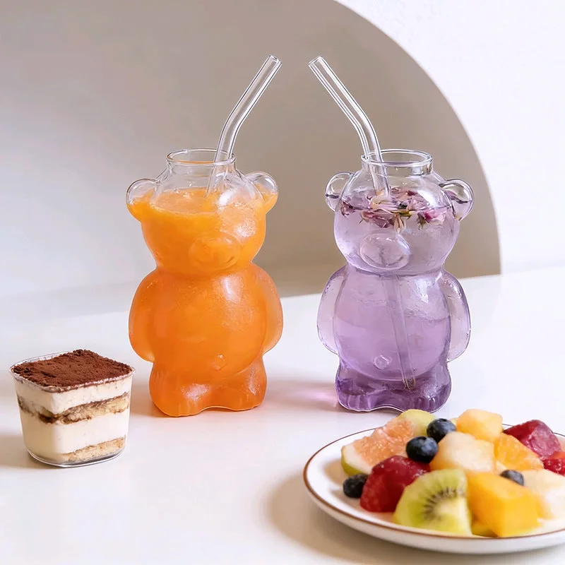 Cute Bear Glass Cup — Everyday setup