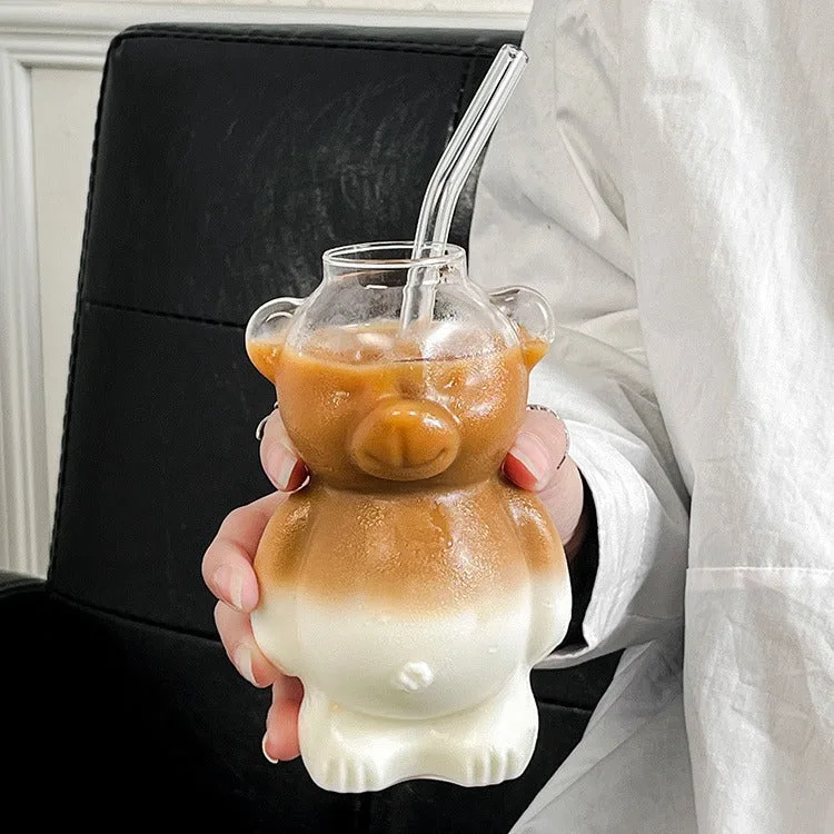 Cute Bear Glass Cup close view