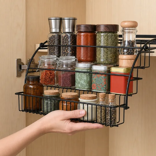 Pull-Out Cabinet Spice Rack — Form and function